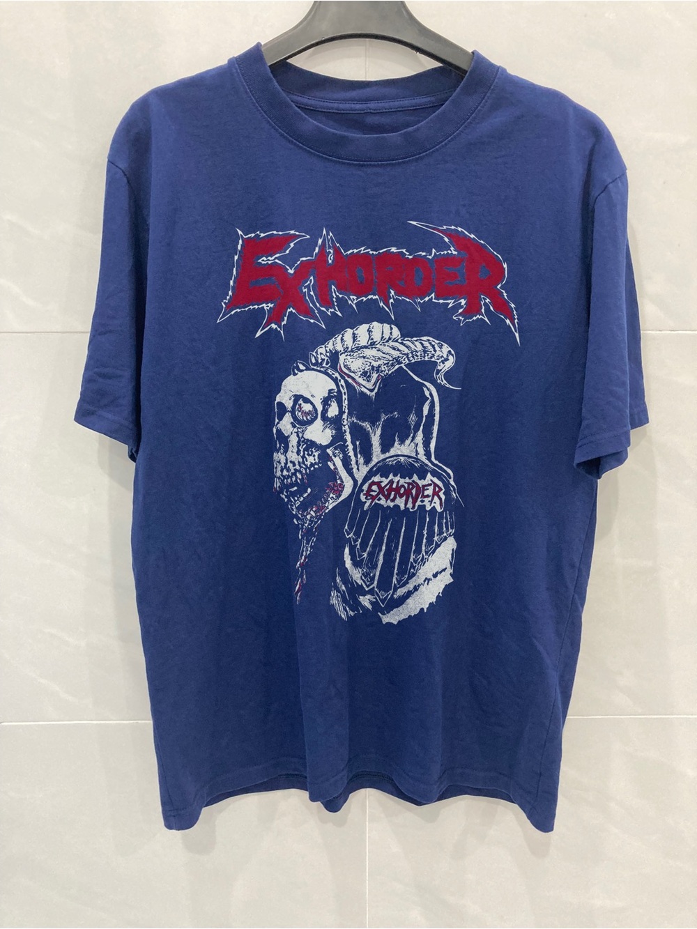Gildan Navy Short Sleeve Tee with Red & White Band Graphic